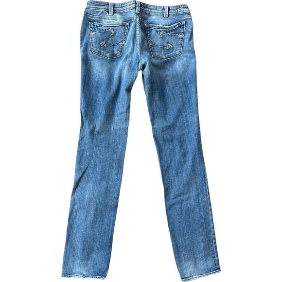 EUC Distressed Audrey Silver 5 pocket mid rise Jeans waist 30 inseam 33 - Picture 1 of 11